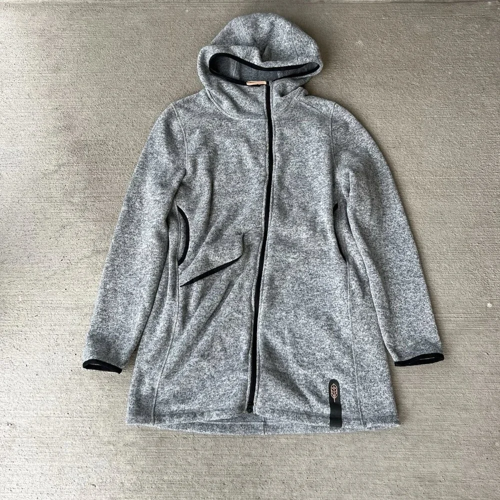 Indygena Polartec Full Zip Hooded Fleece Jacket Women’s Large Gray Warm Winter‎